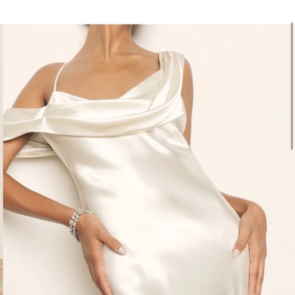 Reformation Ronda Dress Silk Wedding Dress Ivory New with Tags - Picture 3 of 12